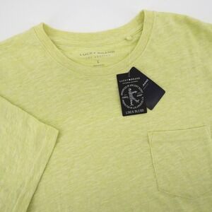 NEW Lucky Brand Linen Blend Pocket T-Shirt Lime Green Short Sleeve Mens Large